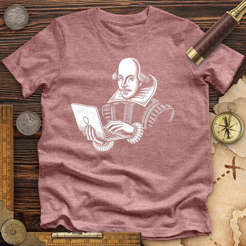 Shakespeare Using Laptop High Quality Tee Heather Mauve / S