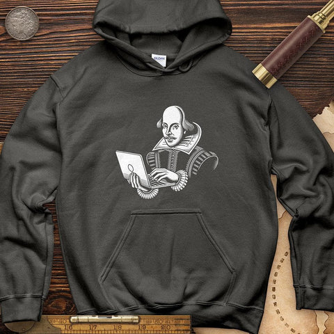 Shakespeare Using Laptop Hoodie Charcoal / S