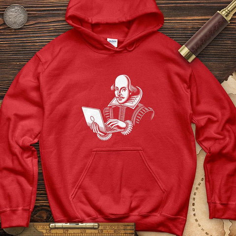 Shakespeare Using Laptop Hoodie Red / S