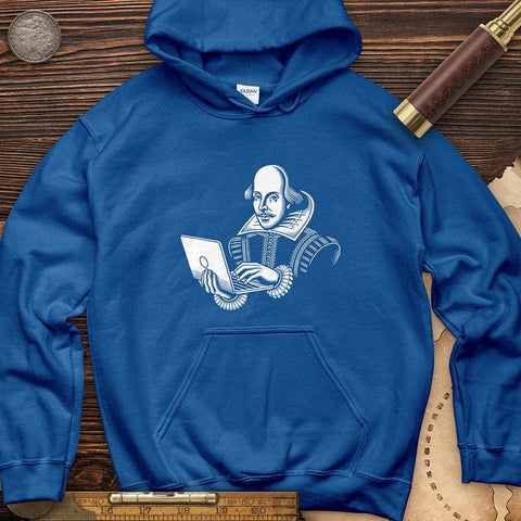 Shakespeare Using Laptop Hoodie Royal / S