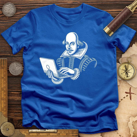 Shakespeare Using Laptop T-Shirt Royal / S