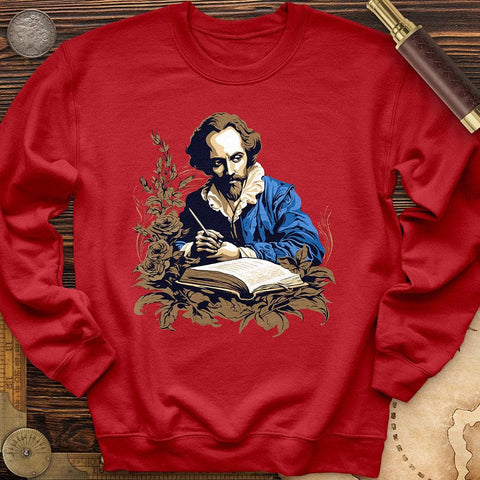 Shakespeare Writing Crewneck Red / S