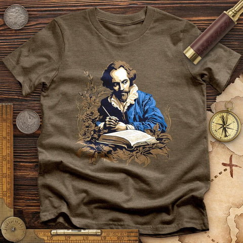 Shakespeare Writing High Quality Tee Heather Olive / S