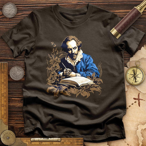 Shakespeare Writing T-Shirt Dark Chocolate / S