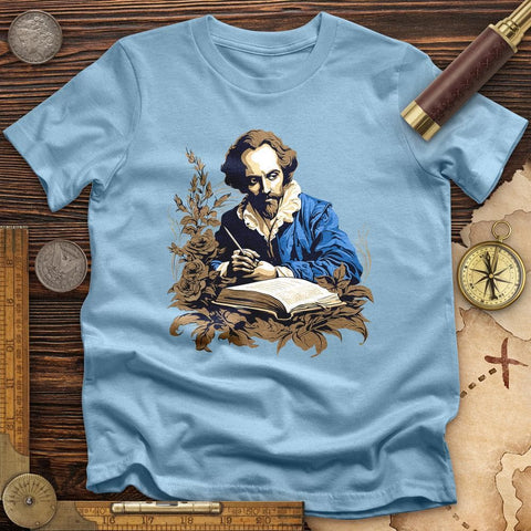 Shakespeare Writing T-Shirt Light Blue / S