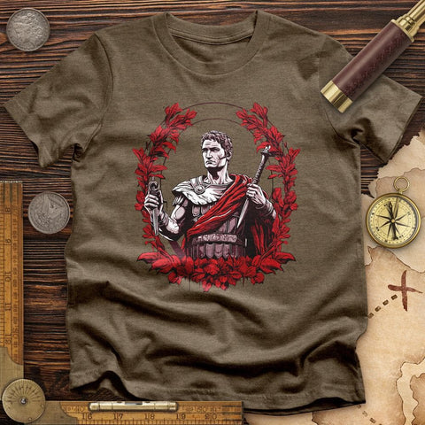 Soldier Holding Sword High Quality Tee Heather Olive / S