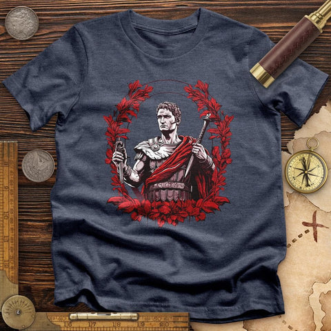 Soldier Holding Sword High Quality Tee Heather Navy / S