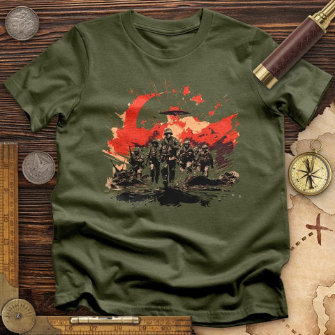 Soldiers Walking T-Shirt Military Green / S