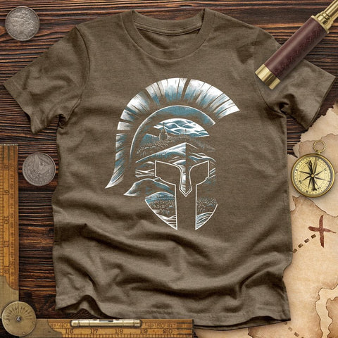 Spartan Helmet High Quality Tee Heather Olive / S