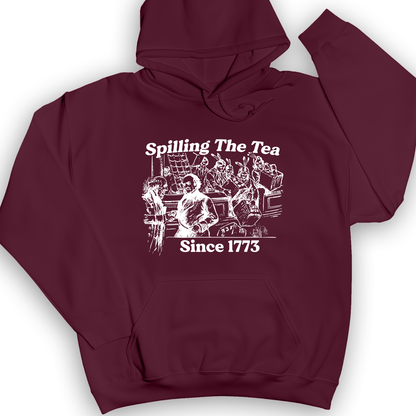 Spilling The Tea Since 1773 Hoodie Maroon / S