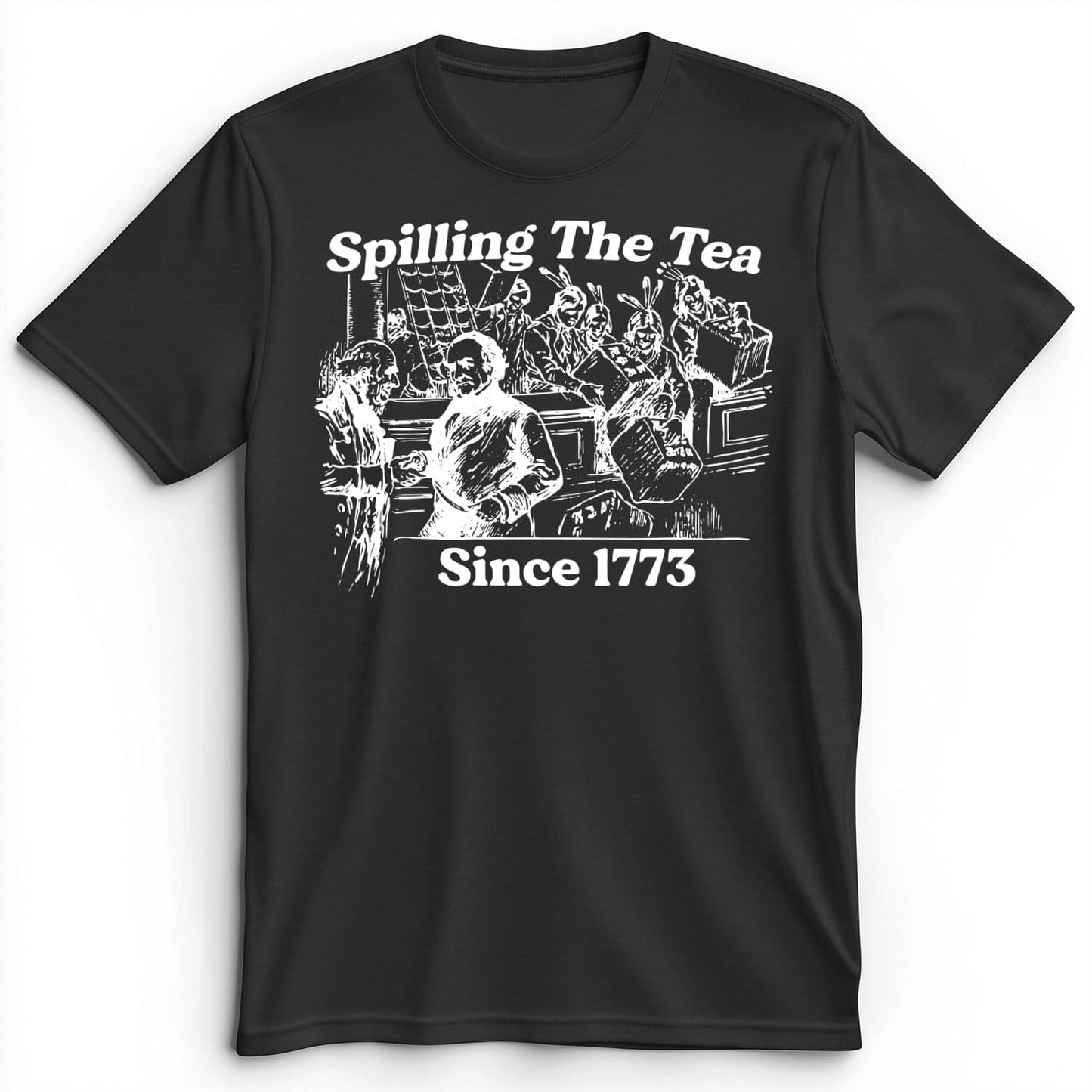 Spilling The Tea Since 1773 Premium Tee Dark Grey Heather / S