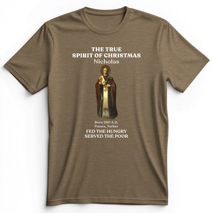 St Nicholas Premium Tee Heather Olive / S