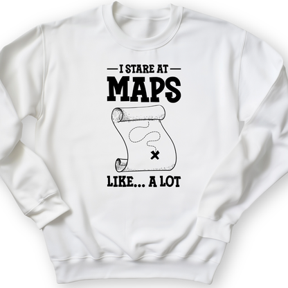 Stare at Maps Crewneck White / S