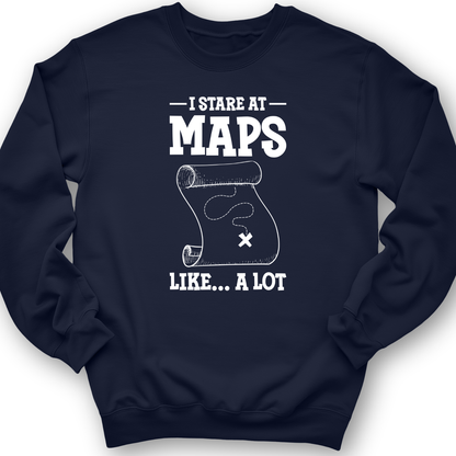 Stare at Maps Crewneck Navy / S