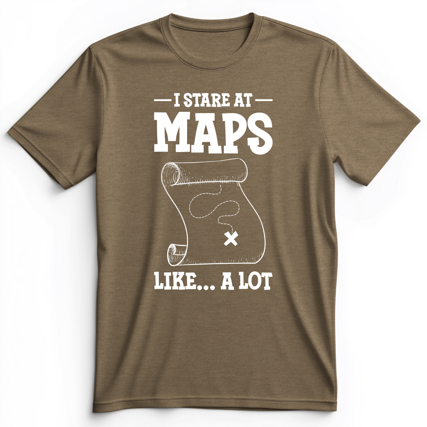 Stare at Maps Premium Tee Heather Olive / S