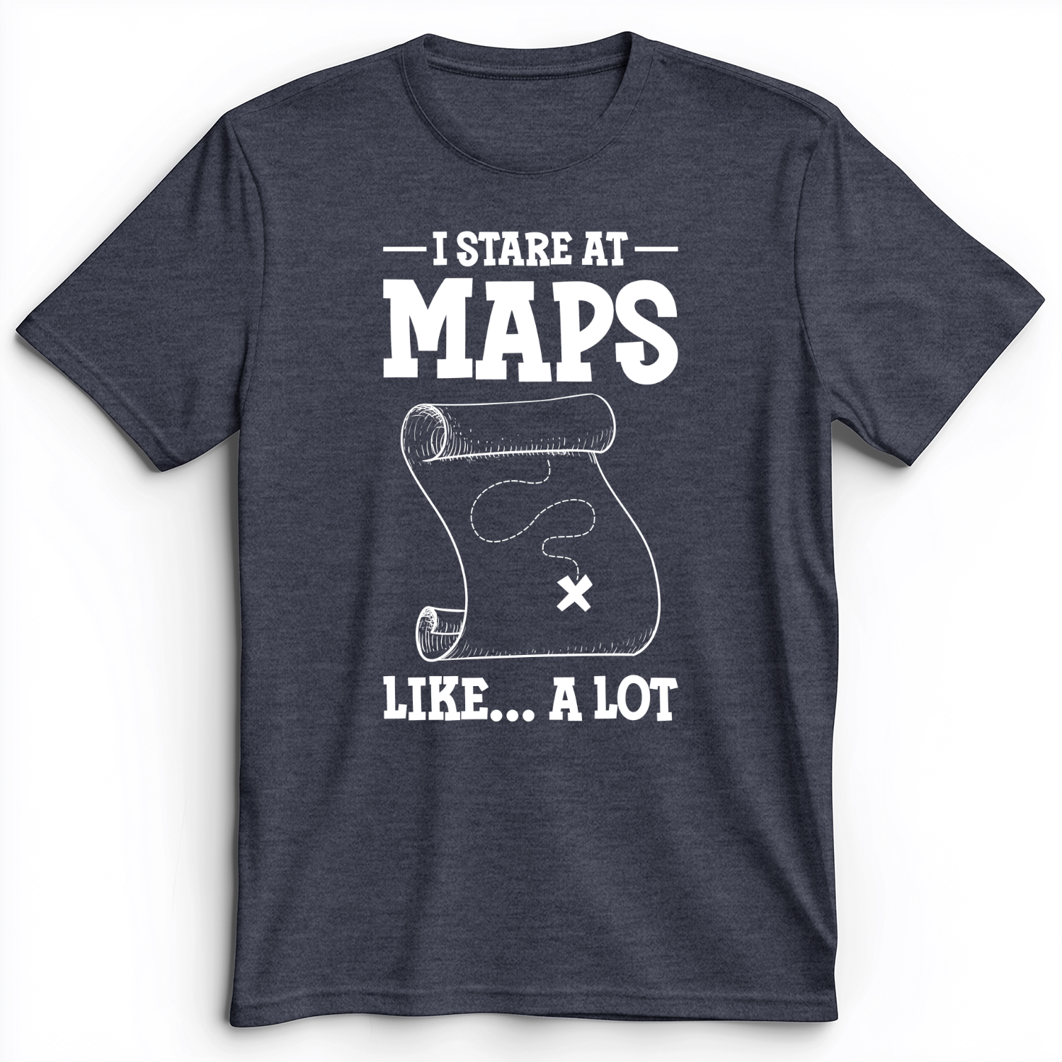 Stare at Maps Premium Tee Heather Navy / S