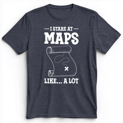 Stare at Maps Premium Tee Heather Navy / S