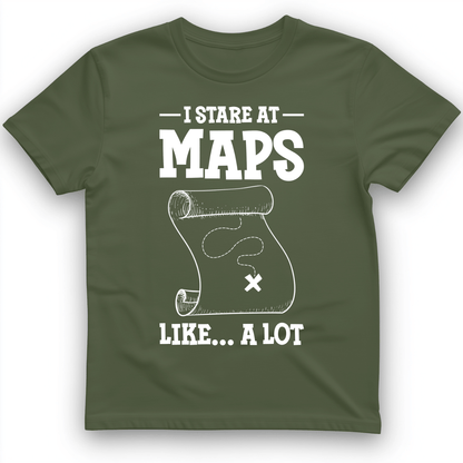 Stare at Maps T-Shirt Military Green / S