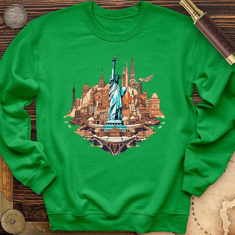 Statue of Liberty of New York Crewneck Irish Green / S