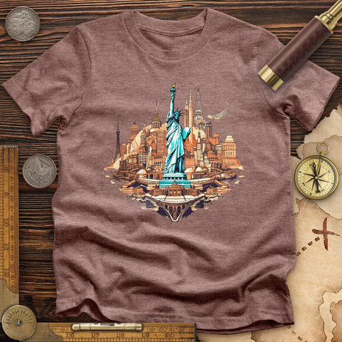 Statue of Liberty of New York High Quality Tee Heather Mauve / S