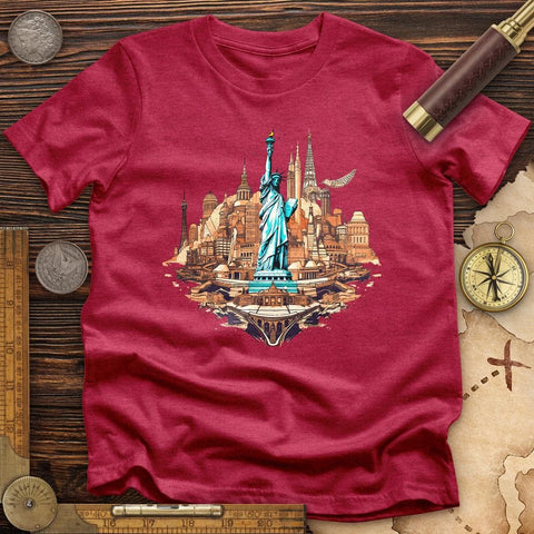 Statue of Liberty of New York High Quality Tee Heather Red / S