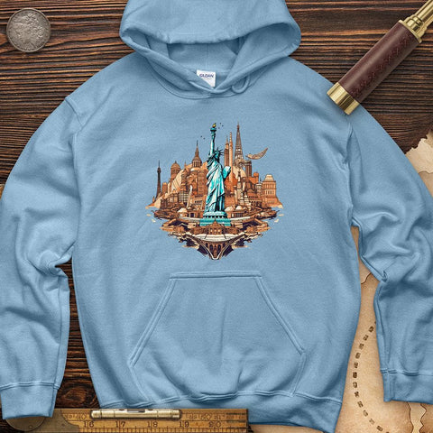 Statue of Liberty of New York Hoodie Light Blue / S