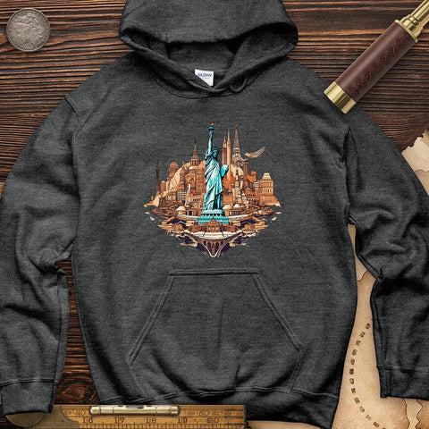 Statue of Liberty of New York Hoodie Dark Heather / S