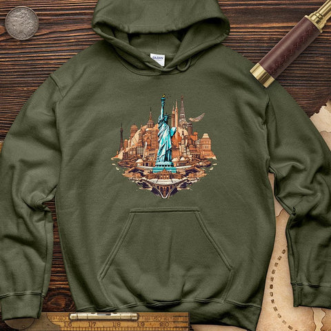 Statue of Liberty of New York Hoodie Military Green / S