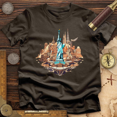 Statue of Liberty of New York T-Shirt Dark Chocolate / S