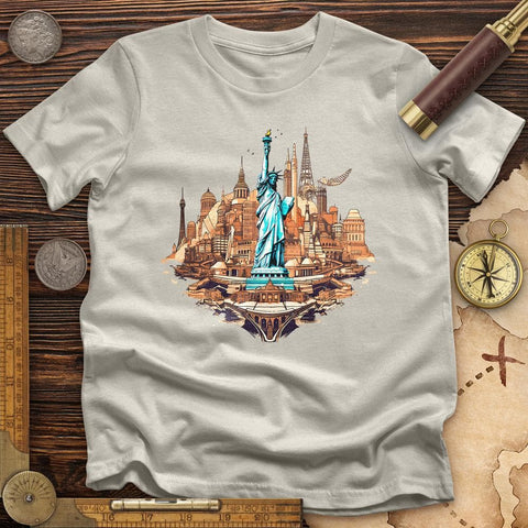 Statue of Liberty of New York T-Shirt Ice Grey / S