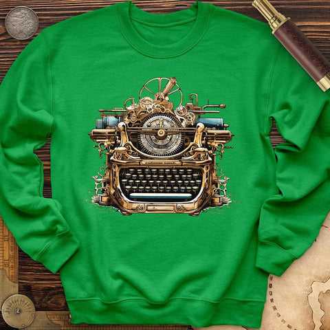 Steampunk Typewriter Crewneck Irish Green / S