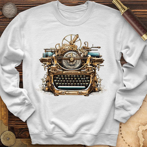 Steampunk Typewriter Crewneck White / S