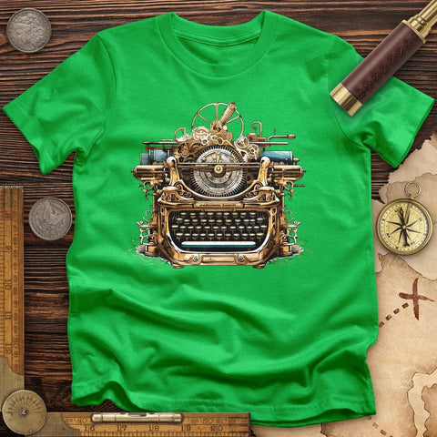 Steampunk Typewriter T-Shirt Irish Green / S