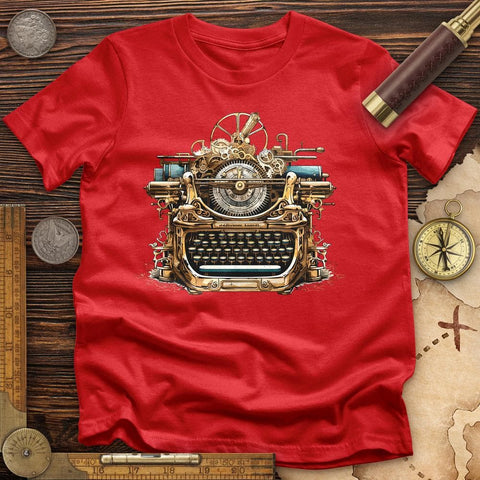 Steampunk Typewriter T-Shirt Red / S
