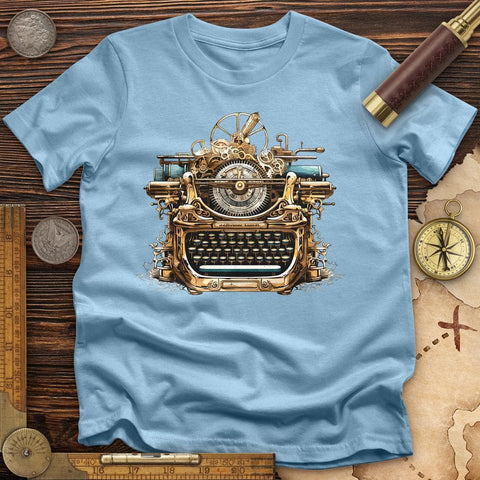 Steampunk Typewriter T-Shirt Light Blue / S