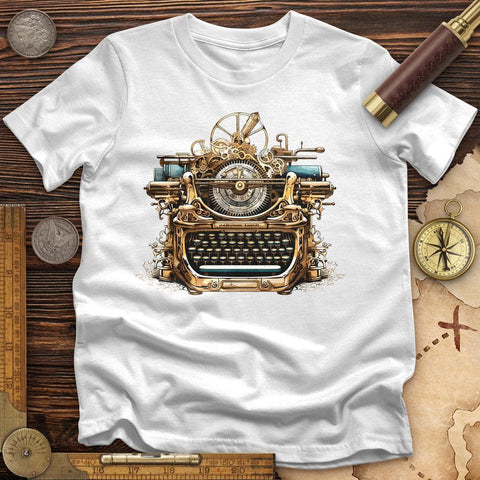 Steampunk Typewriter T-Shirt White / S