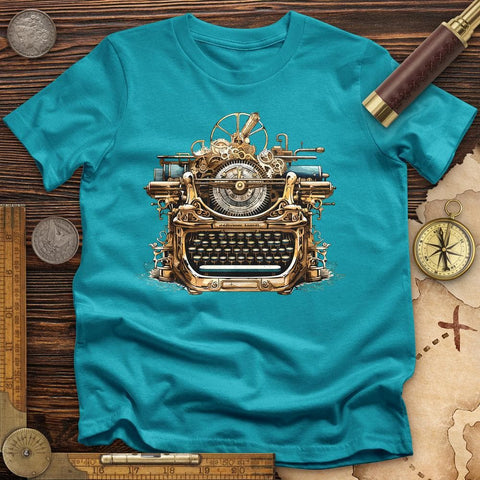 Steampunk Typewriter T-Shirt Tropical Blue / S