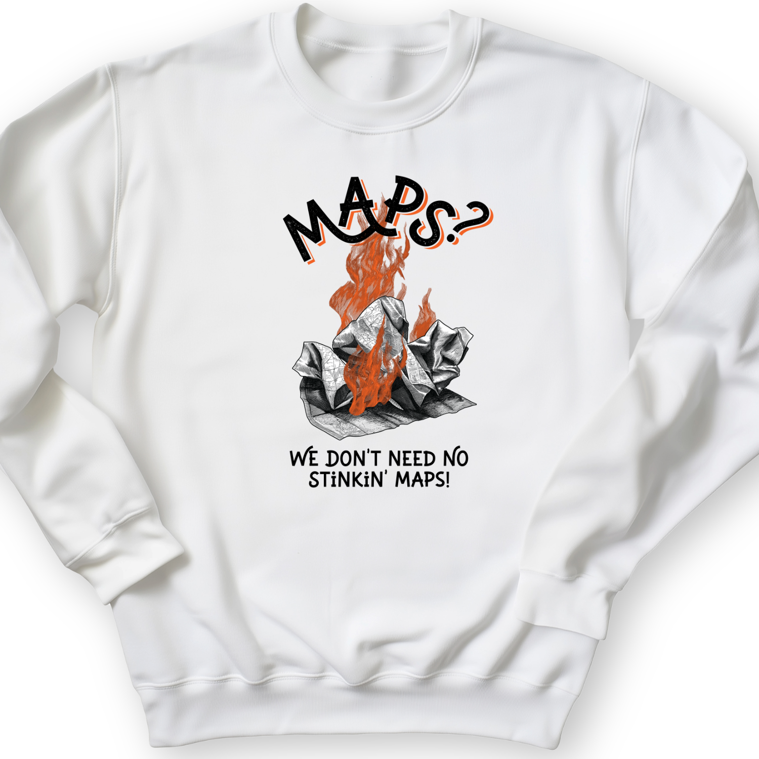 Stinkin' Maps Crewneck White / S