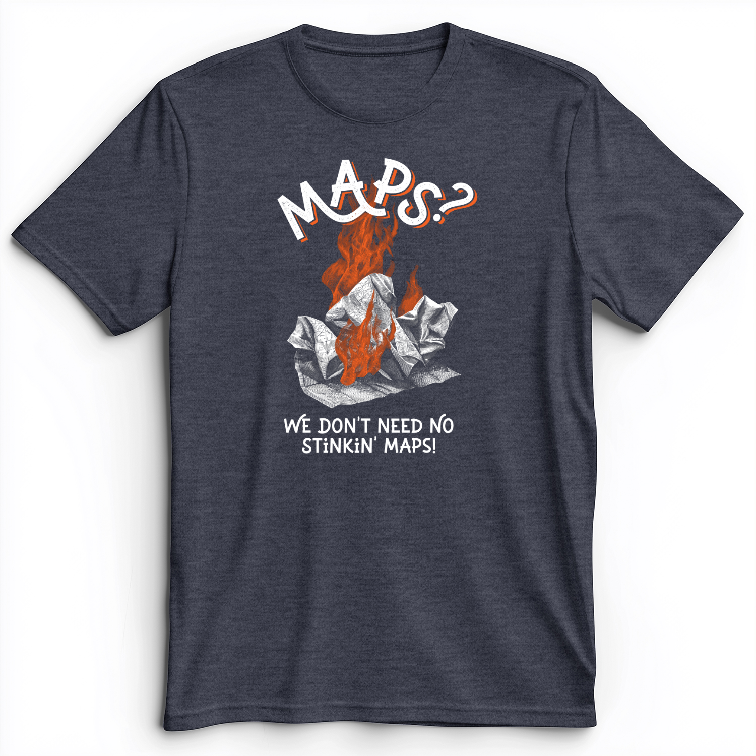 Stinkin' Maps Premium Tee Heather Navy / S