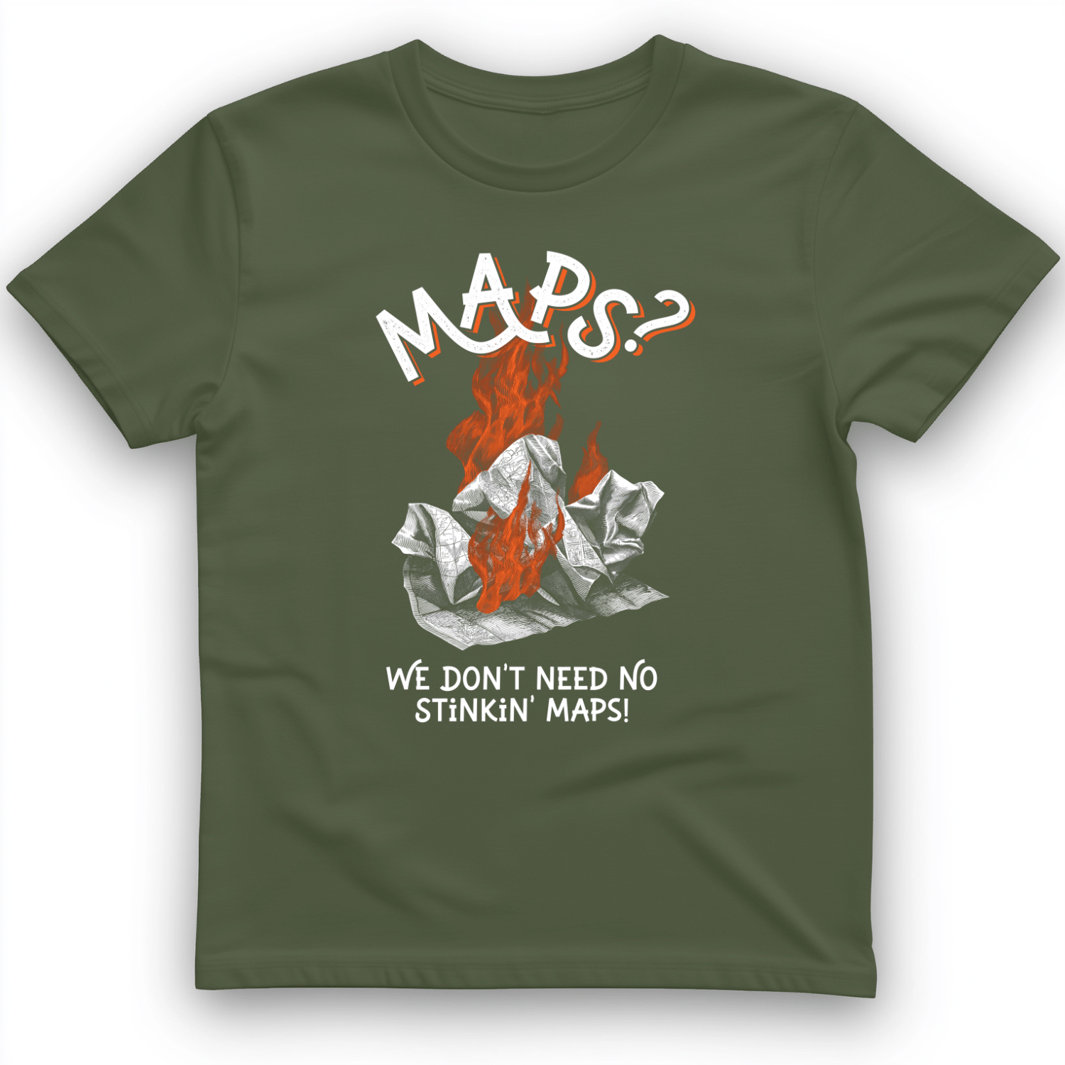 Stinkin' Maps T-Shirt Military Green / S