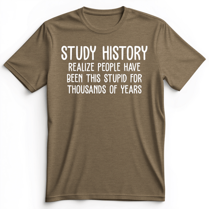 Study History Premium Tee Heather Olive / S