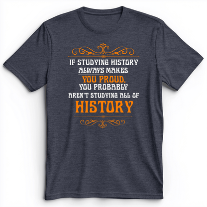 Studying History Premium Tee Heather Navy / S