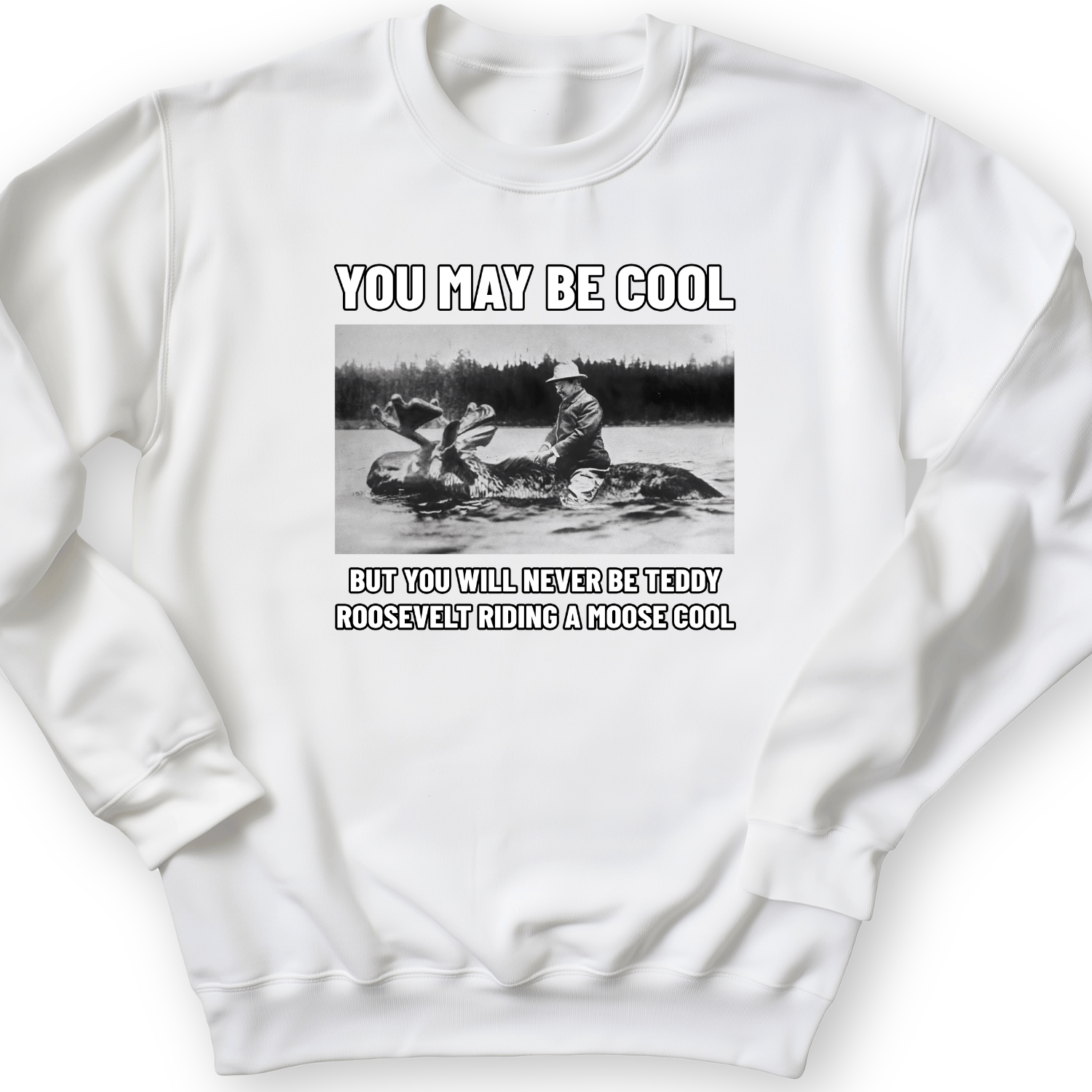 Teddy Riding Moose Crewneck White / S