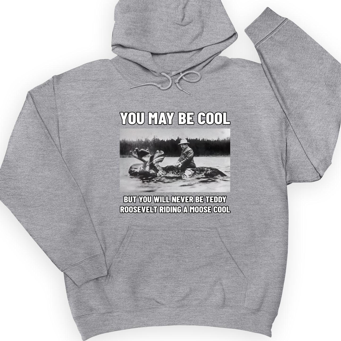 Teddy Riding Moose Hoodie Sport Grey / S