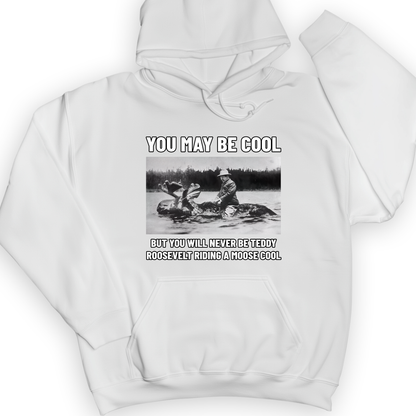 Teddy Riding Moose Hoodie White / S