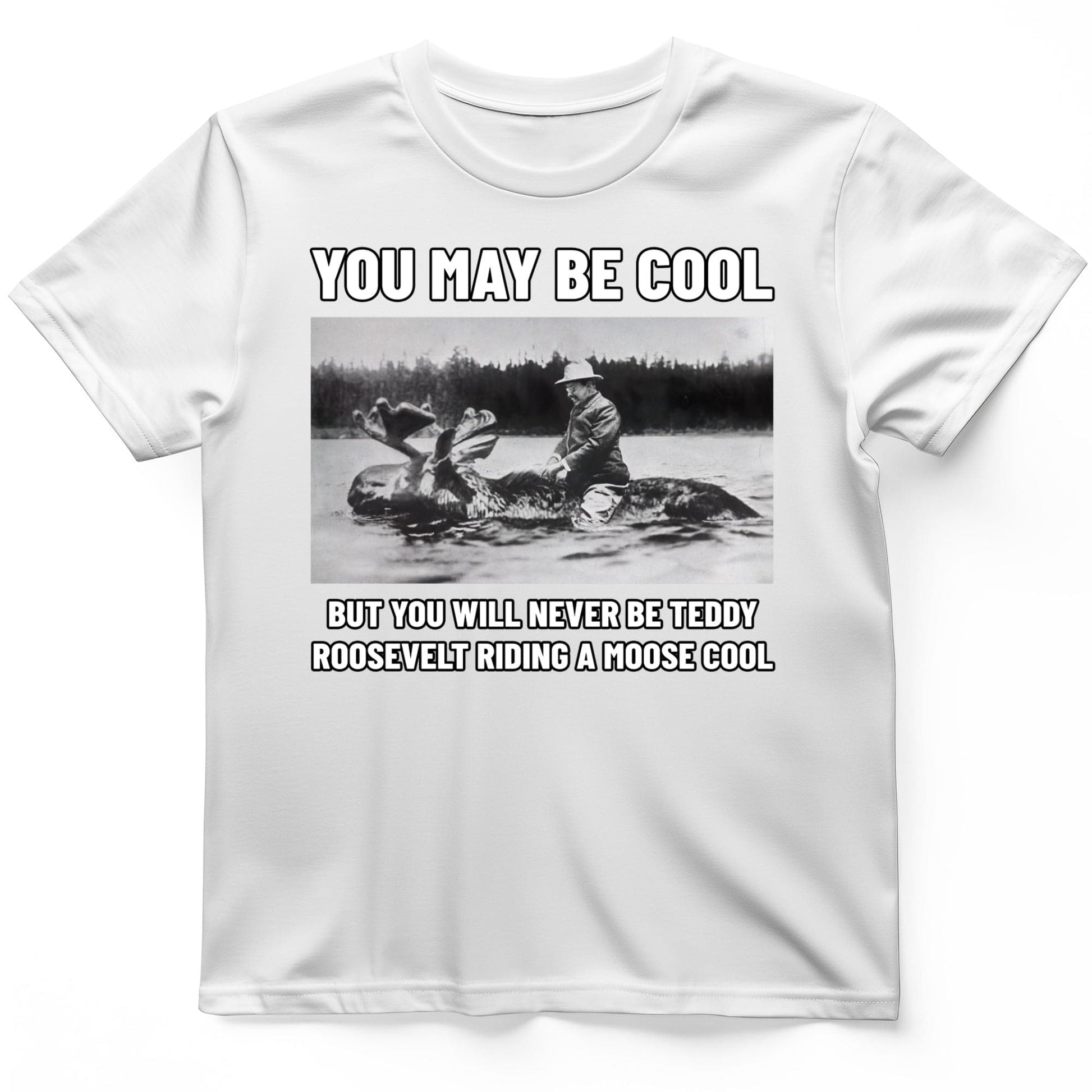 Teddy Riding Moose T-Shirt White / S