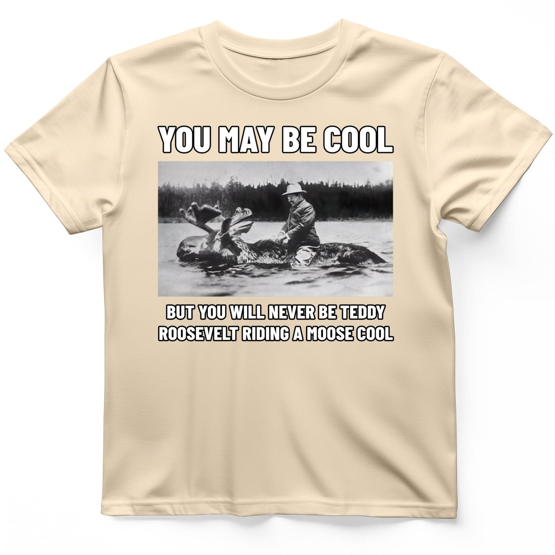 Teddy Riding Moose T-Shirt Natural / S