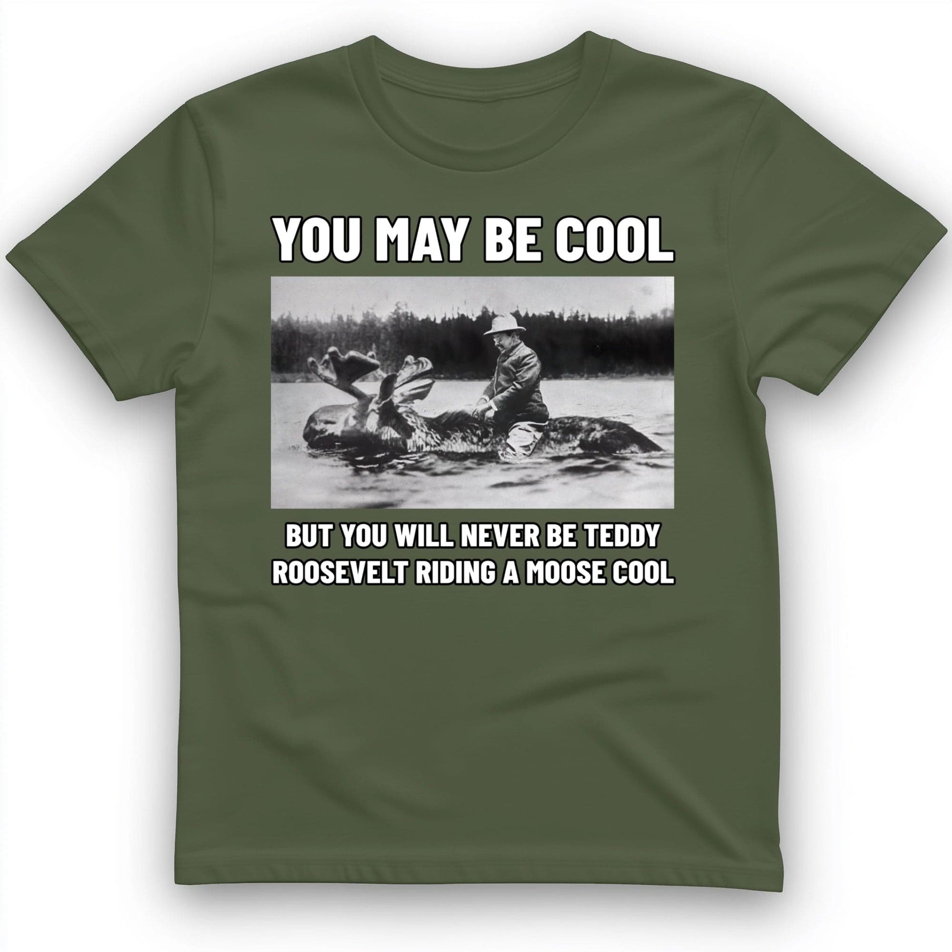 Teddy Riding Moose T-Shirt Military Green / S