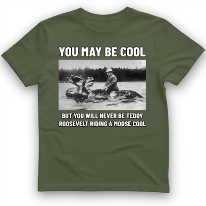 Teddy Riding Moose T-Shirt Military Green / S