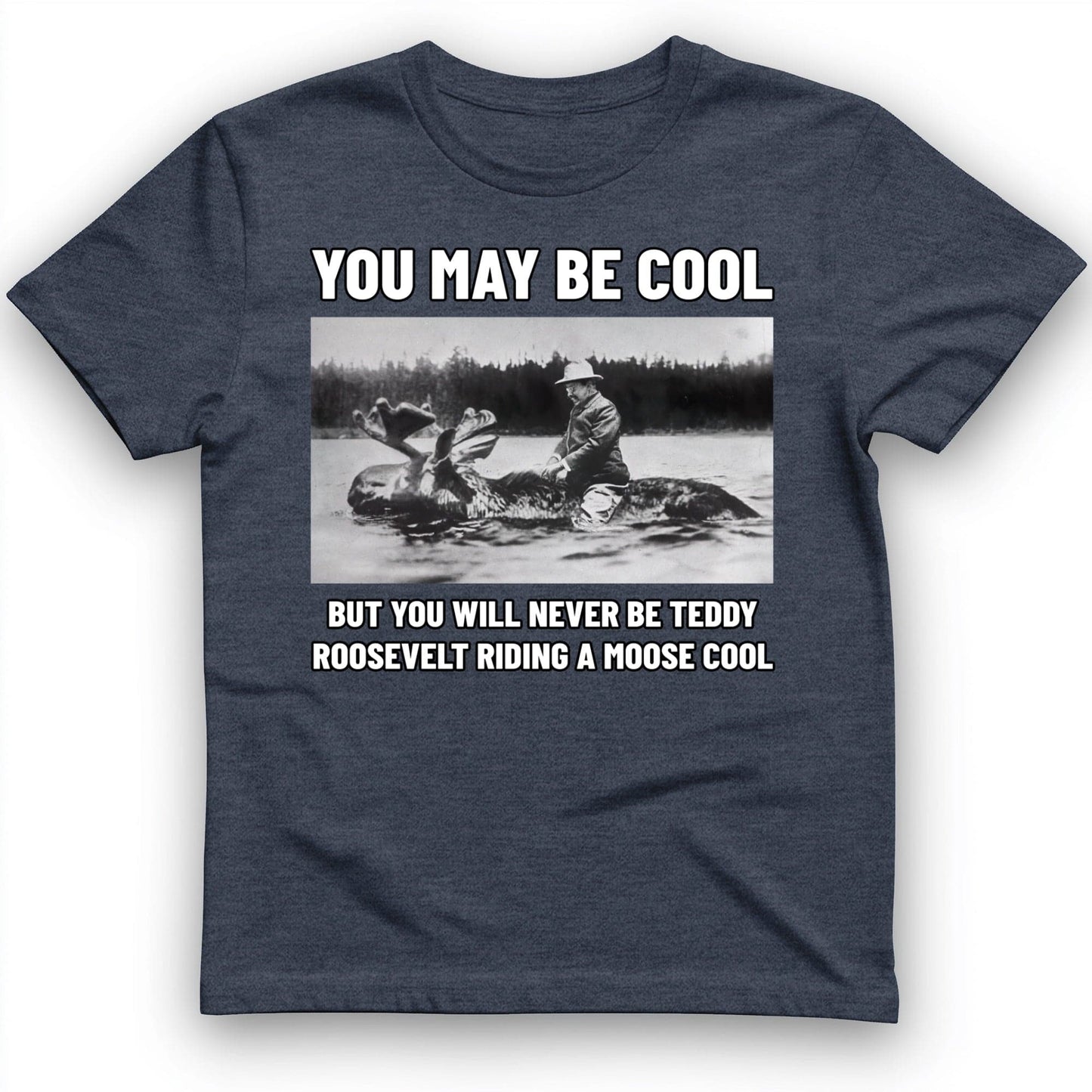 Teddy Riding Moose T-Shirt Heather Navy / S